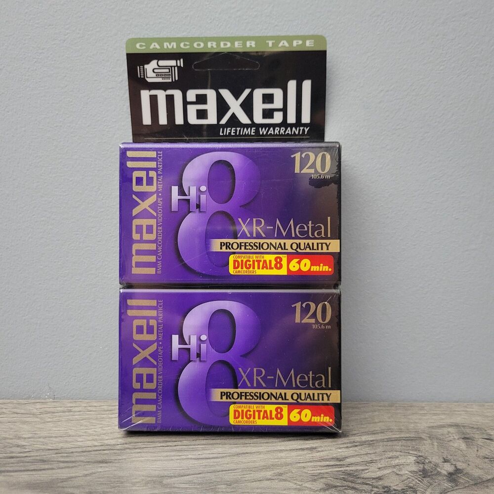 Maxell Hi 8 XR-Metal 8mm 120 Professional Quality Set of 2 Video Tape